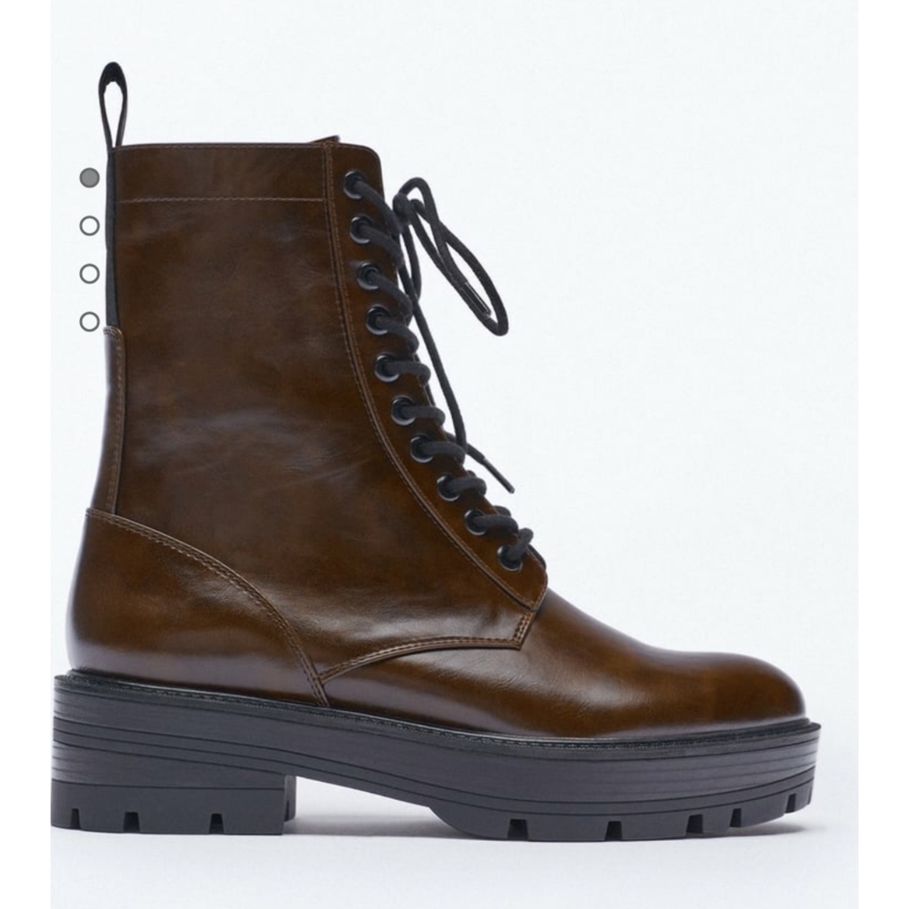 Zara Low Heel Laced Ankle Boots
